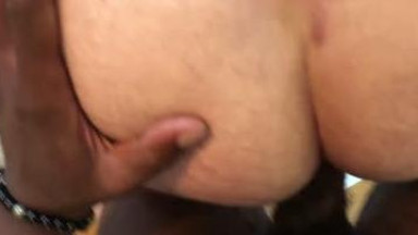 Interracial anal close up