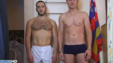 Two men in shower