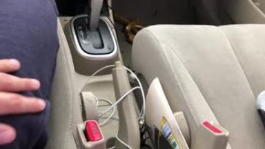 BIG dick in red pants in car