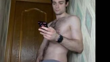 Uncut young guy jerks off