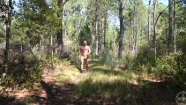 Nude beefy gay in forest