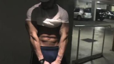 Super hot posing nude on public