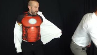 Cosplay superheroes having fun