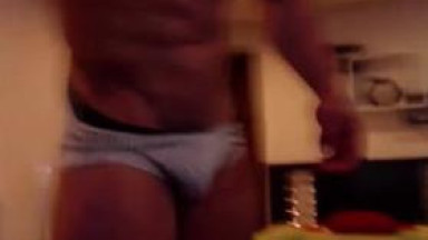 Muscle latino guy showing his dick