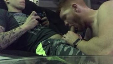 Two studs having fun