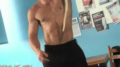 Police officer jerks off with toys