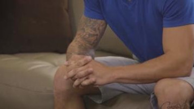 Hot handsome guy masturbates at casting