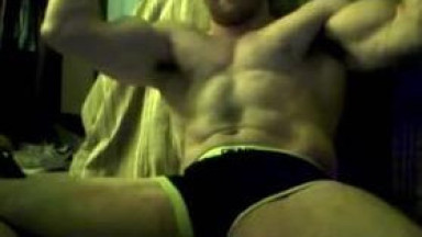 Beefy big guy jerking hard