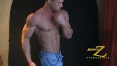 Hot hunk with big muscles jerks off