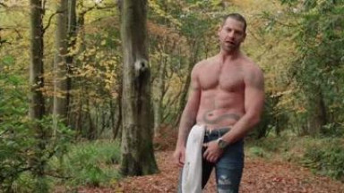 Big tattooed british stud showing off