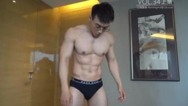 Chinese guy with perfect body posing