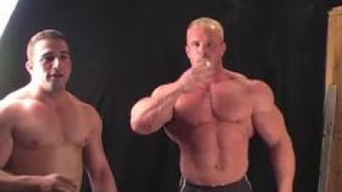 Smoking bodybuilders posing