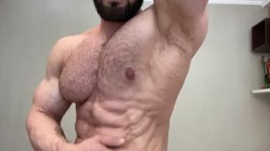 Hairy Muscle Stud Flexing