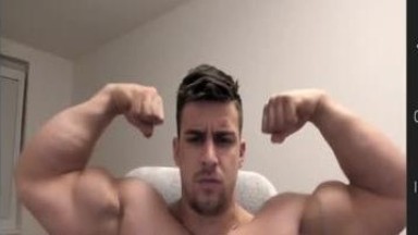 Playing muscles sexy hunk